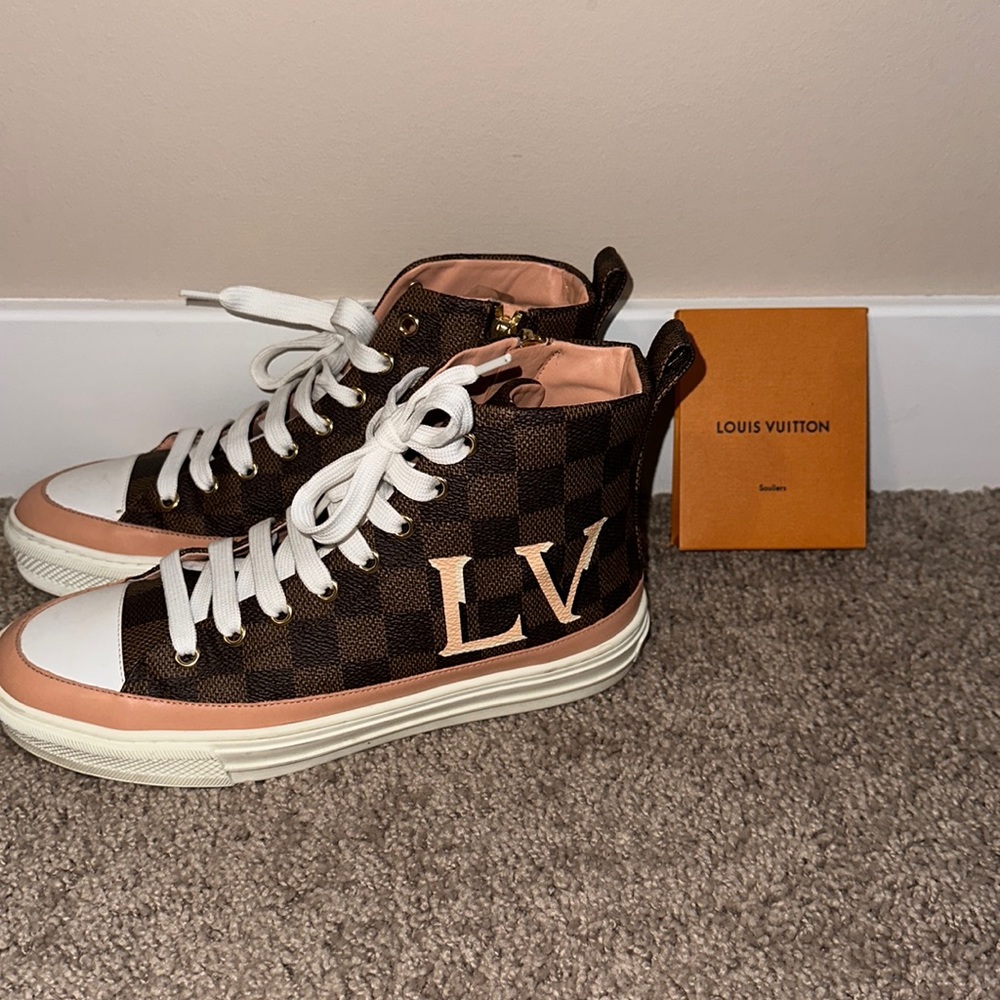 Louis Vuitton Stellar Sneaker High Tops - Damier Ebene & Venus Pink